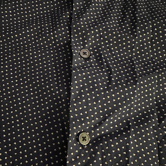 Paul Smith Navy Blue with White Hearts button down shirt size L - Picture 4 of 4